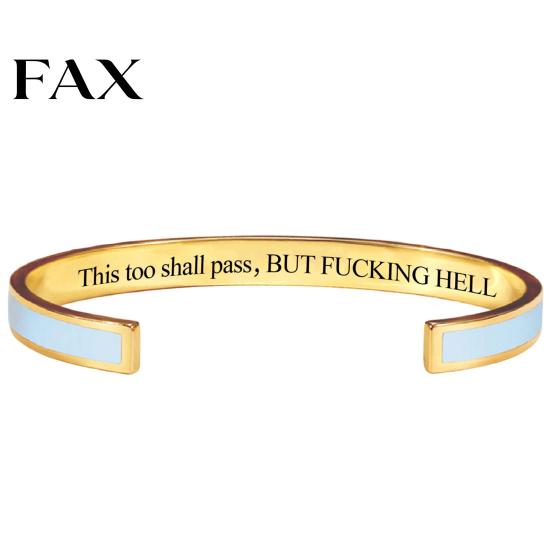 Encouragement Jewelry This Too Shall Pass Mantra Cuff Bracelet, Adjustable Engraved Motivational Lightweight Bracelet Bangle Hidden Information небесно-голубой
