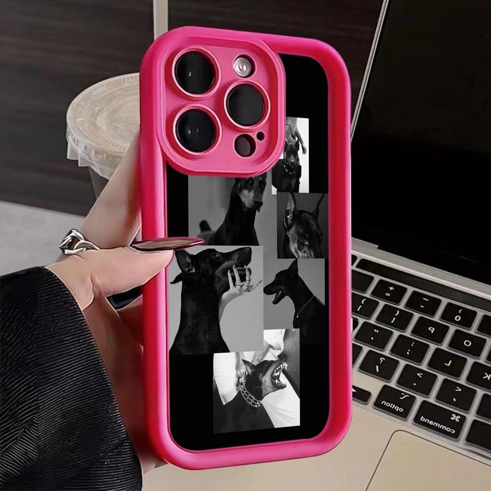 LZ14 Dog Doberman Animal Art Silicone Phone Case for iPhone 11 13 14 15 16 Pro Max 7 8 16 Plus 12 Mini XS Max XR Shockproof Back Cover