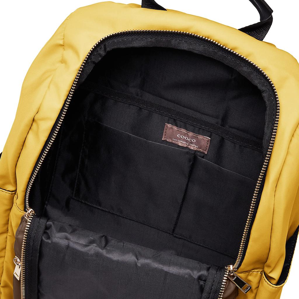 Cuco Women's 10-Pocket Faux Leather Backpack, 2153111016, Mustard (355)