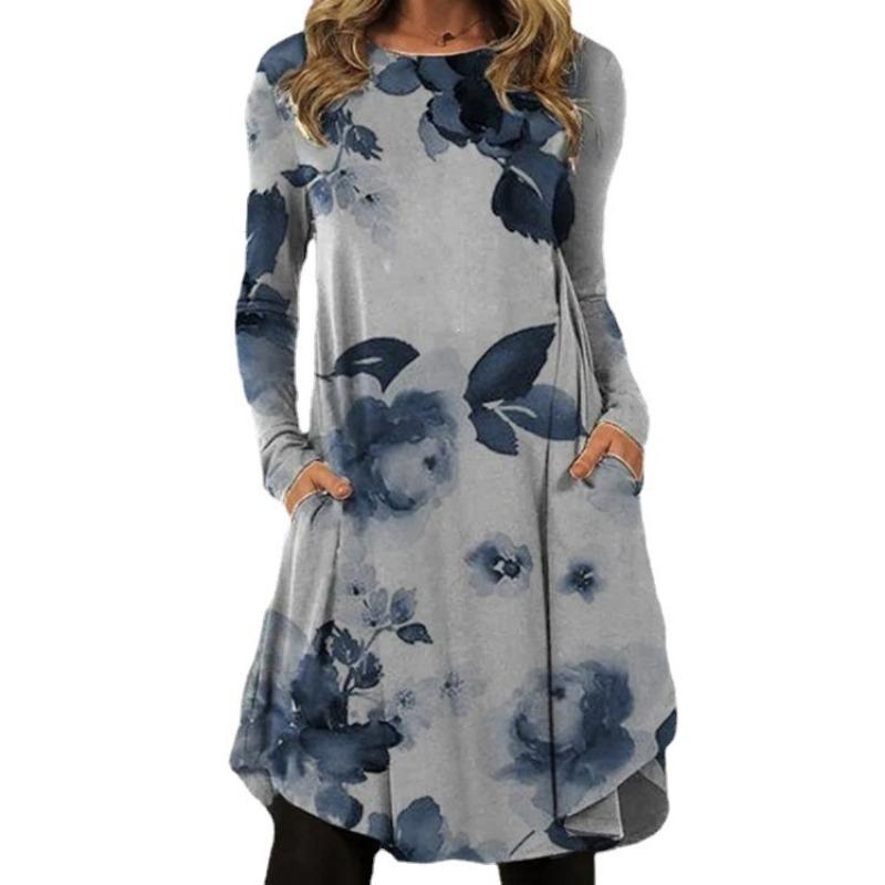 EastRogue Women's Fashion Spring Autumn Long Sleeve O-Neck Casual Dresses