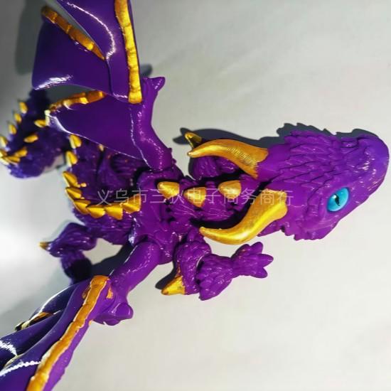 3D Printed Articulated Large Horned Flying Dragon Action Figure Ornament Toy Gift