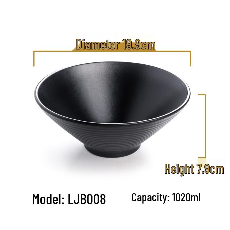 MOLUONA Commercial Black Melamine Noodle Bowl