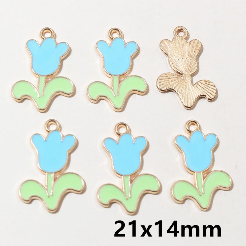 20pcs Enamel Mushroom Charms Pendant 19x19mm Alloy Metal DIY Jewelry Making Accessories for Earring Bracelet Necklace Finding