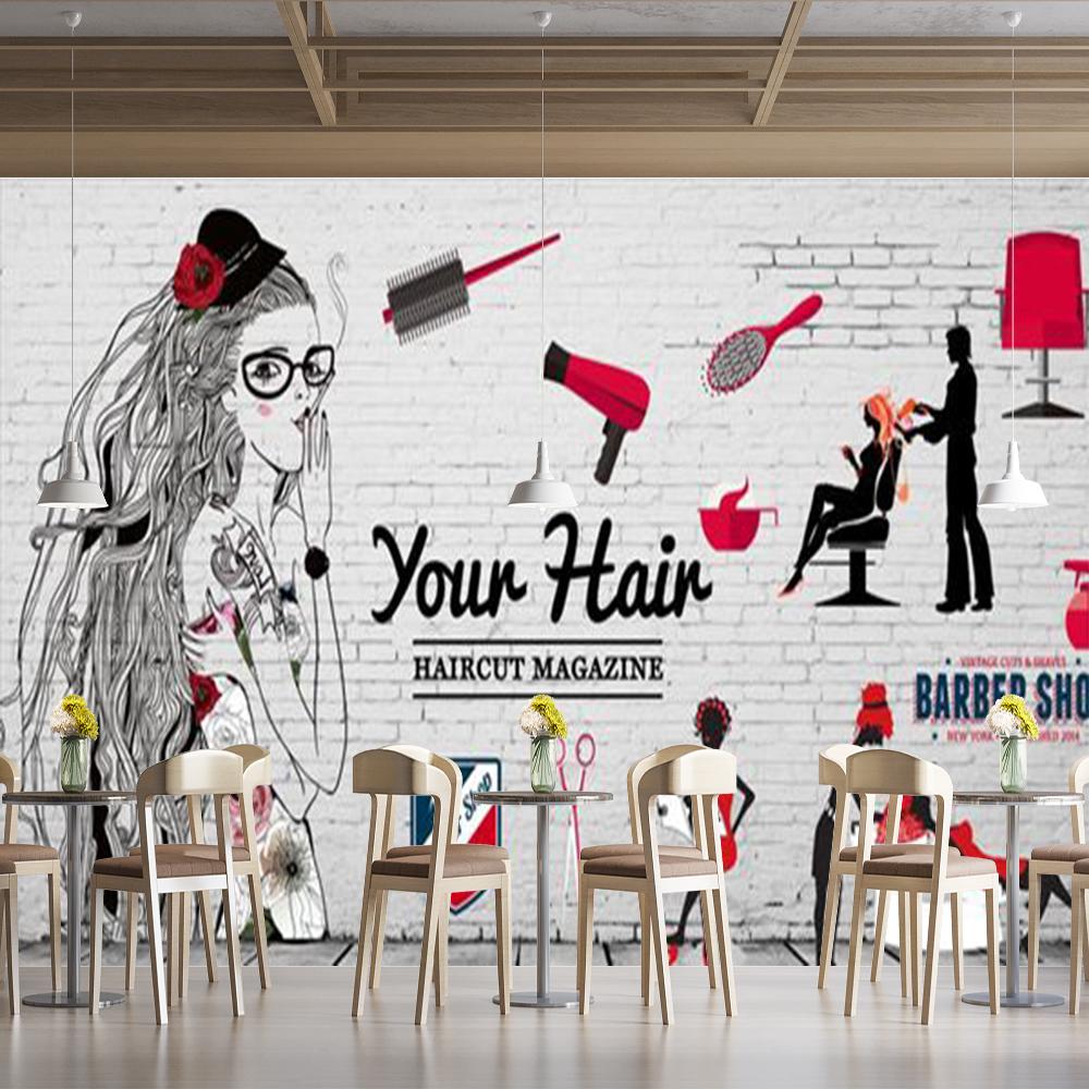 Beauty Barber Shop 3d Wall Murals Background Wallpaper, Modern Beauty Salon Removable Murals, Suitable For Barber Shop Wall Painting