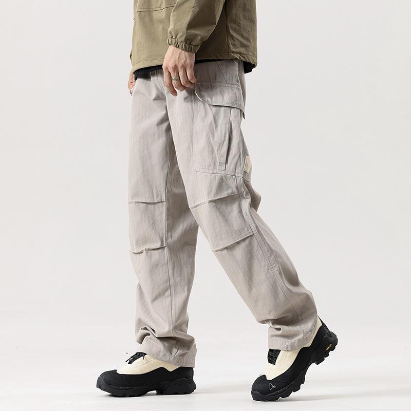 

Men s overalls casual loose pure cotton men s pants high-end pants trendy brand men s retro men s trousers XXL абрикосовый