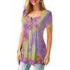 Women Short Sleeve Tie Dye T-shirt Plus Size Ladies Summer Casual Loose Tunic Tops