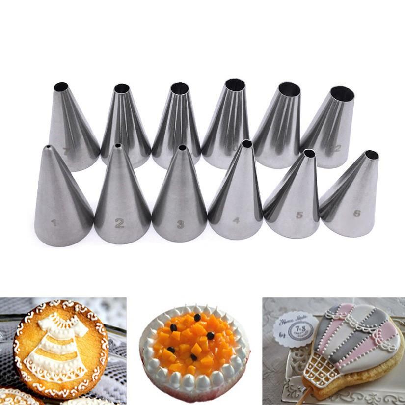 2PCS Small Round 304 Stainless Steel Piping Nozzles For Cake Decorating, DIY Baking Cream Writing Tools