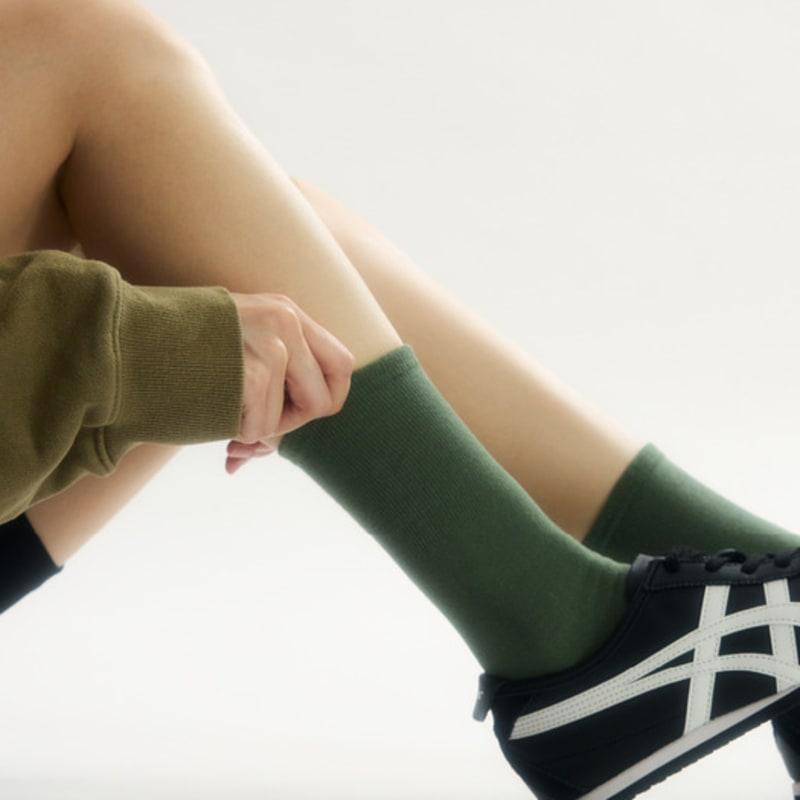 BOCION Vintage Green Solid Color Long Socks