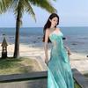 2026 Bohemian Print Spaghetti Strap Backless Beach Dress for Women