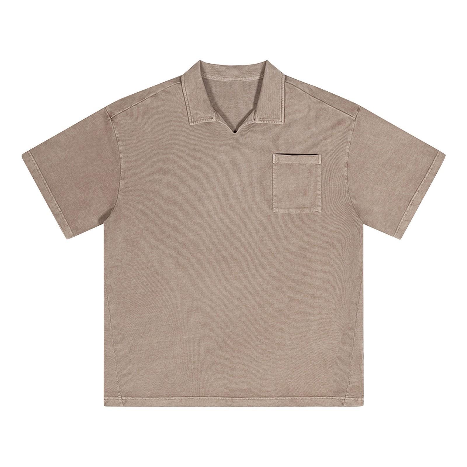 

Мужской летний однотонный топ без пуговиц с лацканами, свободный, с коротким рукавом XXL