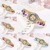 Fashion Retro Design Watches Elegant Flower Diamond Decoration Ladies Clock Casual Quartz Wristwatches Women
