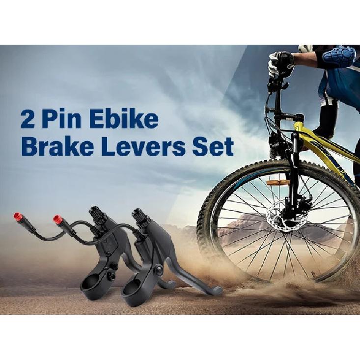 2 Pin Brake Levers for Electric Bicycle Brake Lever Handle Bar Grips 2 Wires Left & Right E-Bike Replacement Parts