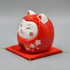Yakushigama Cat Daruma Akabuku Painted Good Fortune Fortune Sticker (Sakura - Large) (Piggy Bank) (Good Included)