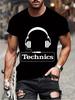 Summer Men's Fashion Tee Clothing Hip Hop Technics Headphone Graphic Tee Shirt Men Casual Streetwear Funny Printed Tops T-shirt