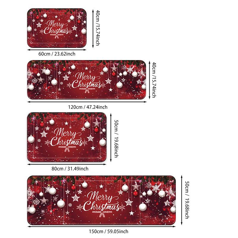 Christmas Kitchen Mats Entrance Doormat Decor Winter Xmas Hallway Balcony Rugs Bath Non-slip Foot Pad Christmas Decorations