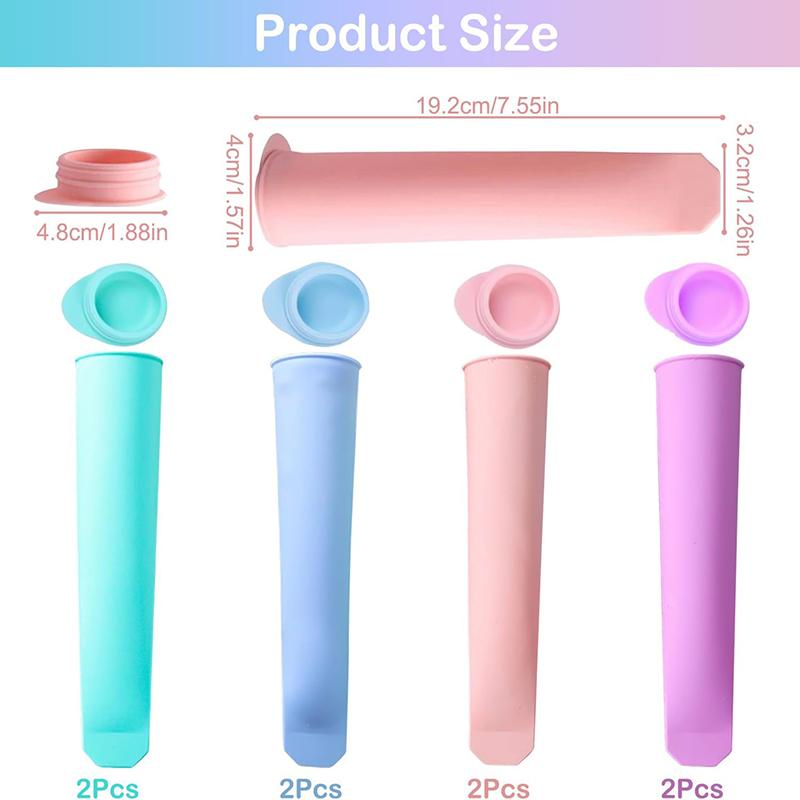 4Pcs Silicone Ice Cream Moulds Silicone Popsicle Mold Set with Lid Reusable 100ml Ice Lolly Pop Mould Popsicle Ice Lolly Maker