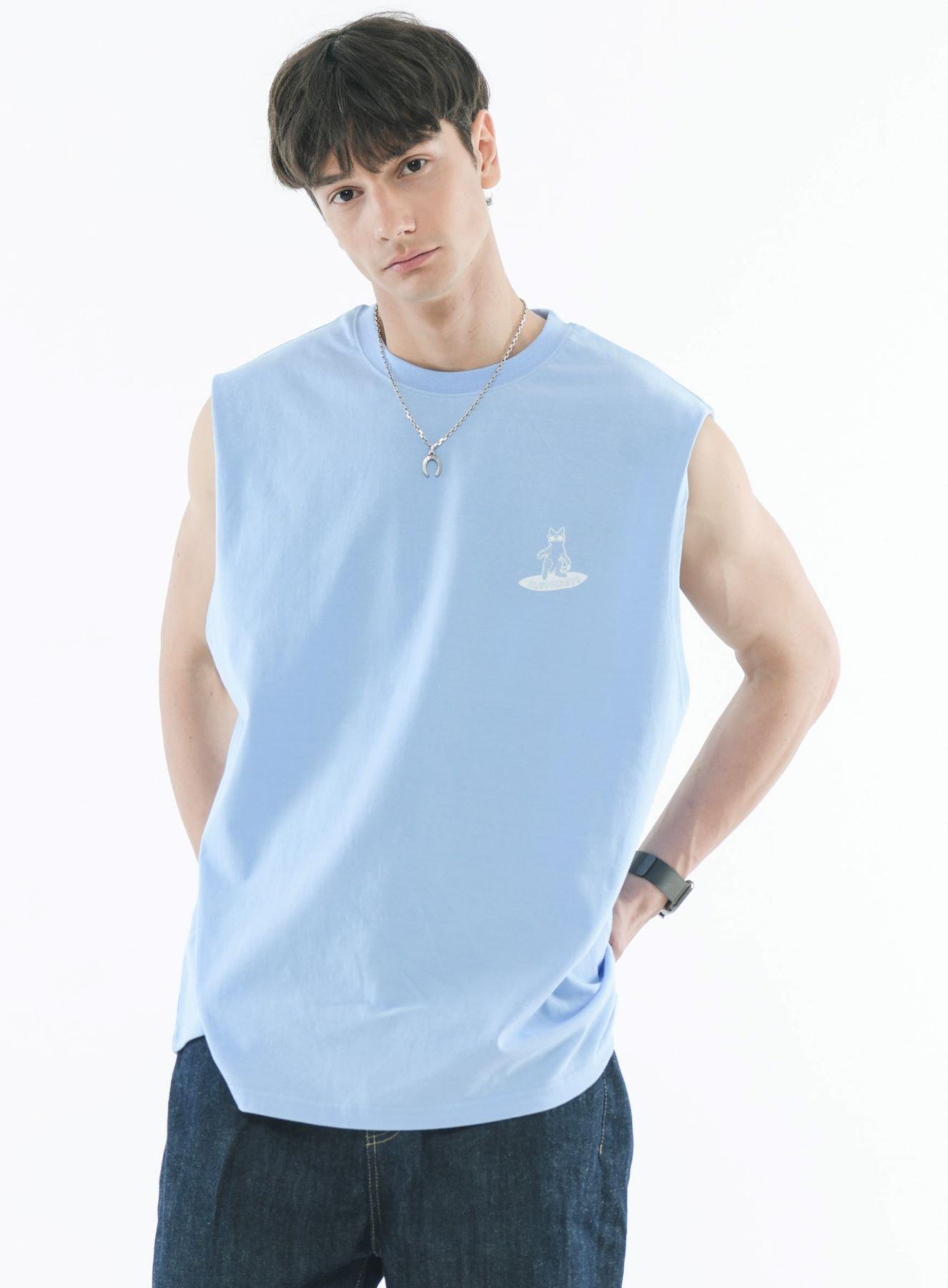 Bajubiju Surfing Cat Sleeveless [Sky] L