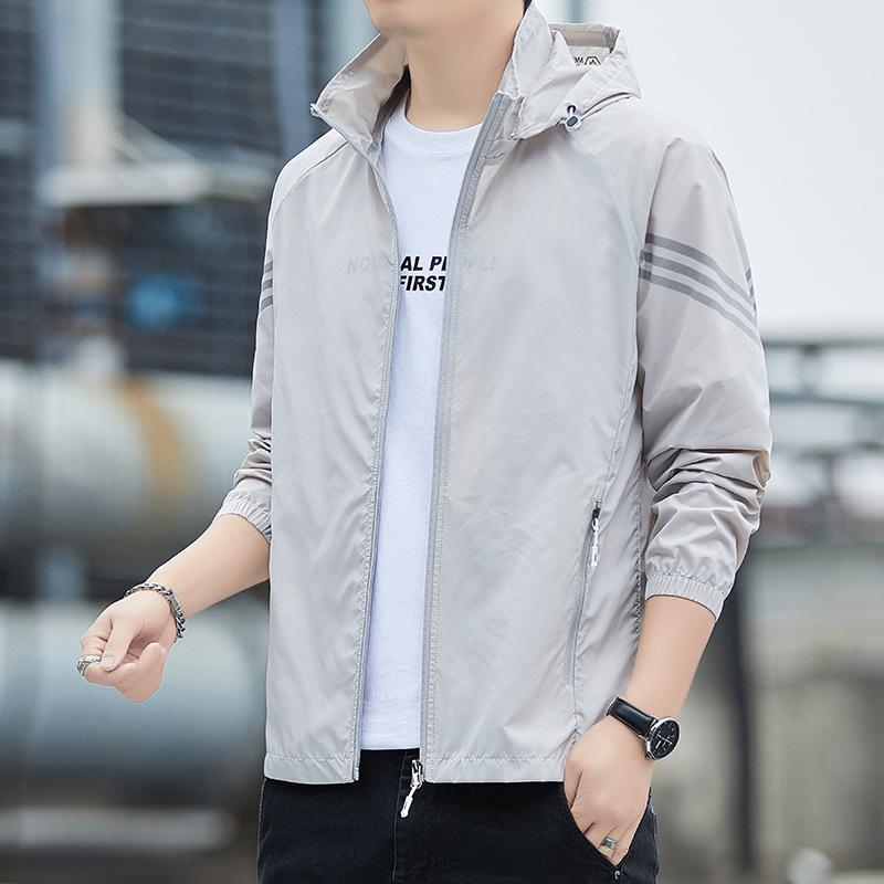 Men Thin Quick Dry Sun Protection Uv Blocking Outdoor Fishing Hooded Skin Jacket M