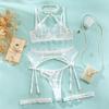 Women's Lingerie Sets Seductive Halter Bra Garter Thong 3PC with Leg Circles Sexy Lace Intimate Women Underwear Transparent Sets