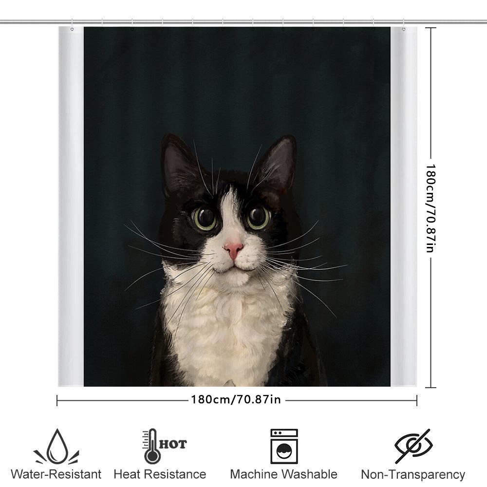 Cat Shower Curtain Cute Kitten Bathroom Decor Washable Waterproof Fabric Pet Lover Gift Home Decoration Artistic Pattern