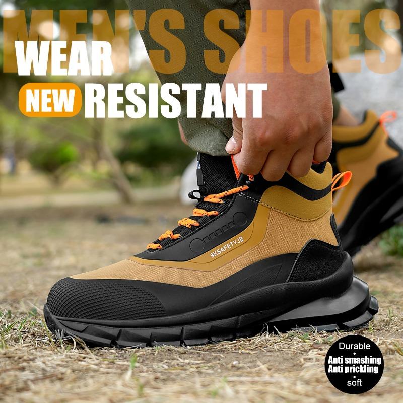 New Fashion  Lightweight Work Boots Indestructible Safety Shoes Men Steel Cap Puncture-Proof Sneakers Male Footwear