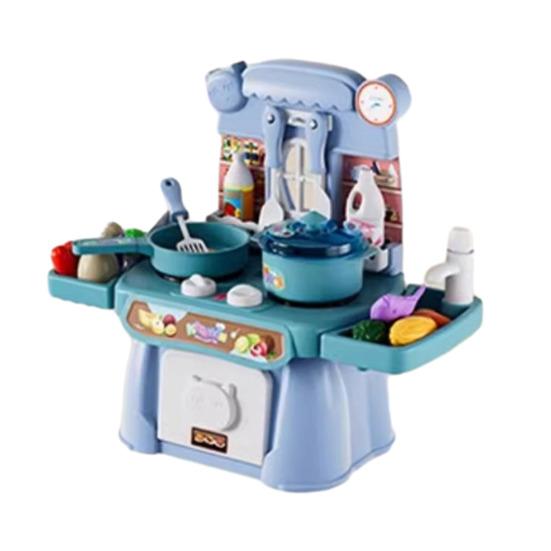 

34 шт. Детский кухонный игровой набор со звуком и светом, ролевая игра, гриль, набор для раннего образования, домашние кухонные игрушки синий