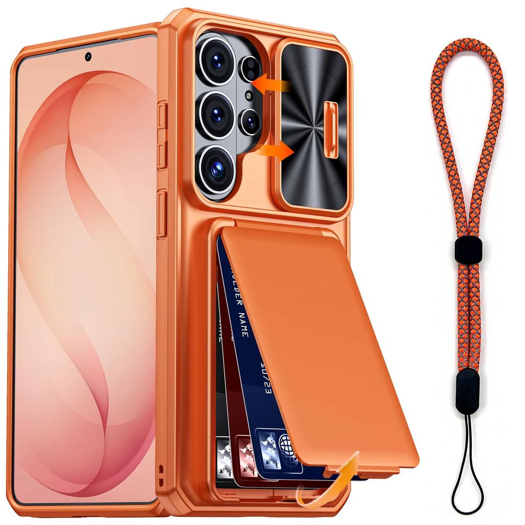 WEFOR for Samsung Galaxy S24 Ultra 2024 Case Wallet+Lanyard Wrist Strap, Built-in Card Holder (3-4 Cards) & Slide Camera Cover
