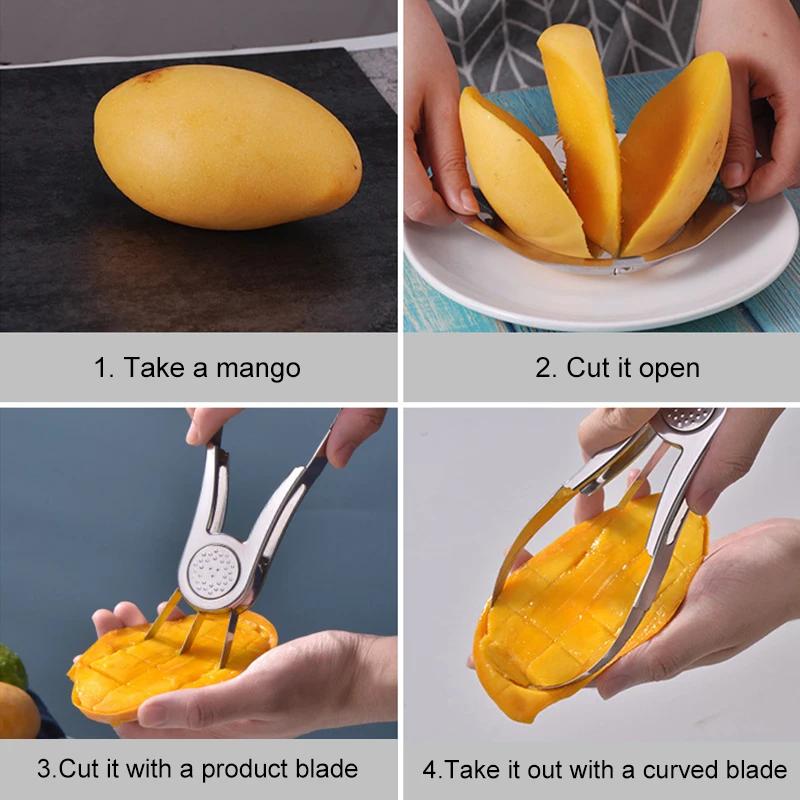 Creative mango flesher, fruit cutting tool, mango cutter, stainless steel fruit dicing tool, kitchen supplies