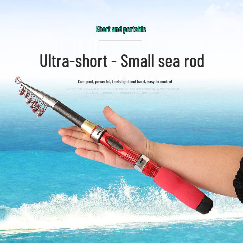 

Fiberglass Compact Telescopic Sea Fishing Rod - Ultra-Short, Long Cast, Portable Pocket Size 1.0m Red