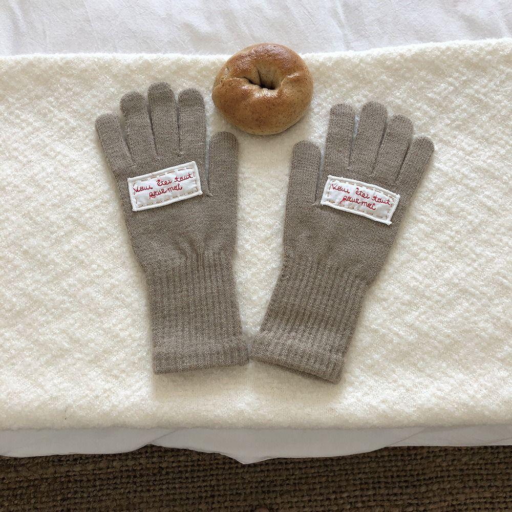 Keep Warm Riding Gloves  Full Finger Mittens Cute Wool Knitting Gloves  Female