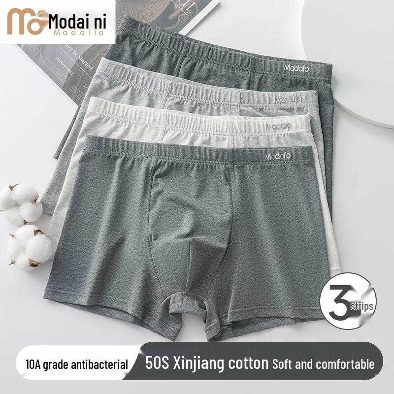 Men's Modal Cotton Blend Antibacterial Plus Size Loose Boxer Briefs (3-Pack)