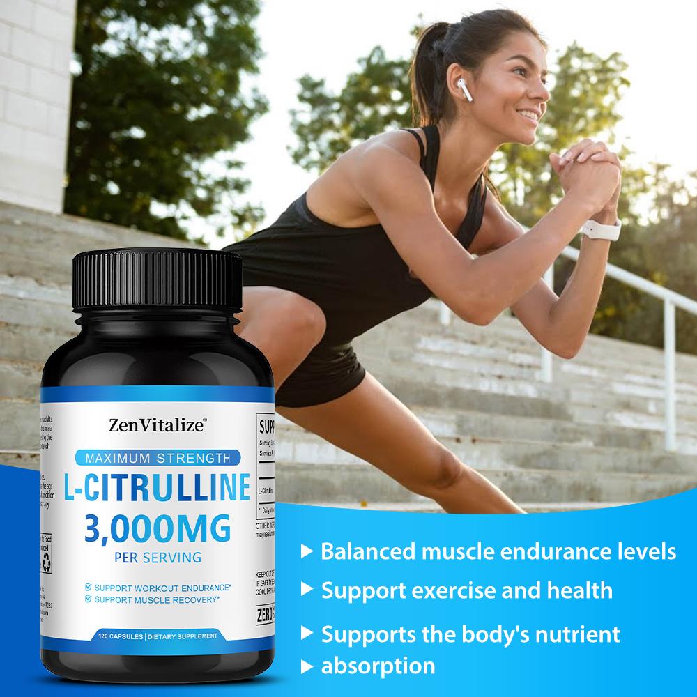 L-Citrine 3000mg Supplement, L-Arginine, Nitric Oxide, 120 Capsules