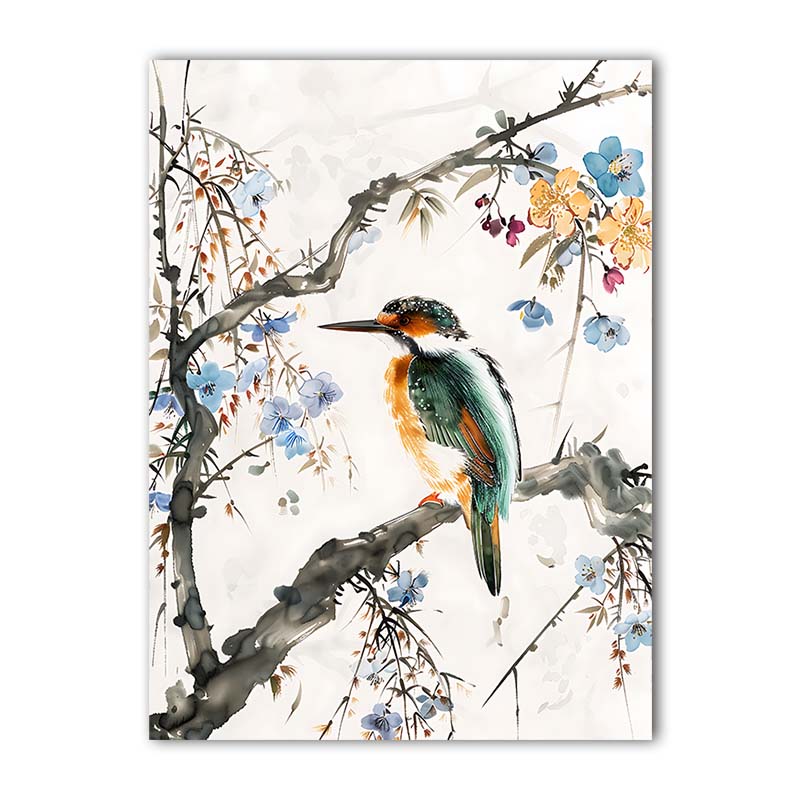 Nordic Wall Art Bird & Flowers Chinese Style Canvas Painting Modern Style Poster Prints Bedroom Living Room Wall Decor