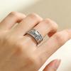 Retro Baroque Style Irregular Tapping Pattern Wide Face 925 Sterling Silver Jewelry Opening Rings  02879