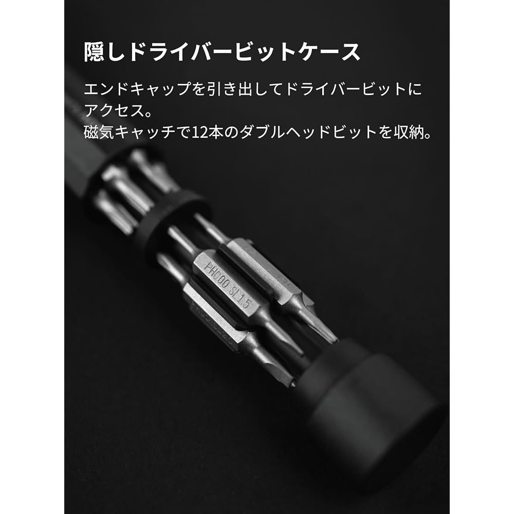 HOTO 24-in-1 Precision Screwdriver Set Gray Lightweight Compact Aluminum Body Magnetic Bit Holder 12 S2 Steel Bits DIY Tool