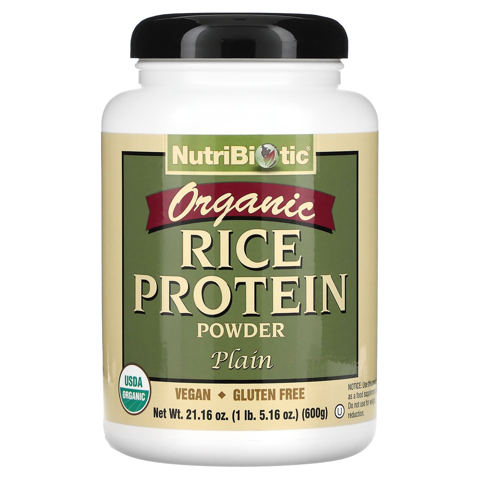 

NutriBiotic, Organic Raw Rice Protein, Plain, 1 lb 5 oz (600 g)