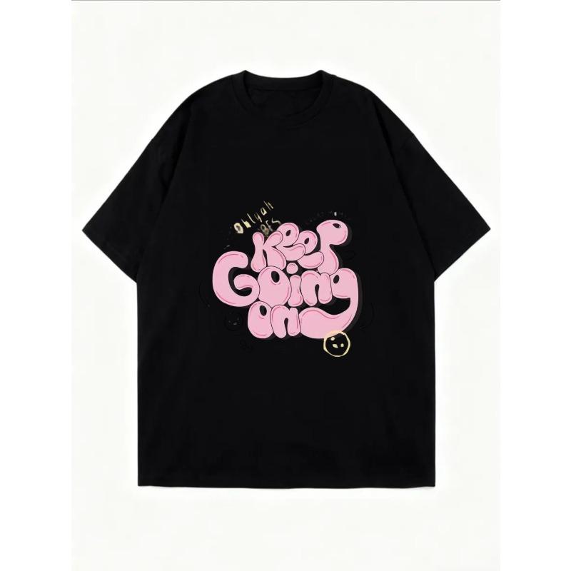 White Oversized T Shirt With Keep Going On Graphic Print For Casual Wear And Everyday Outfits