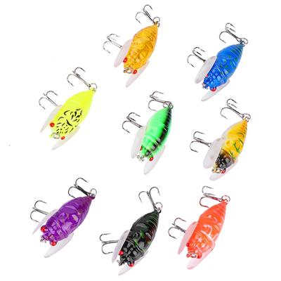 8 Colors Colorful Soft Cicada Shape 5cm6g Simulating Fish Lures Baits Fishing Bait with Hooks
