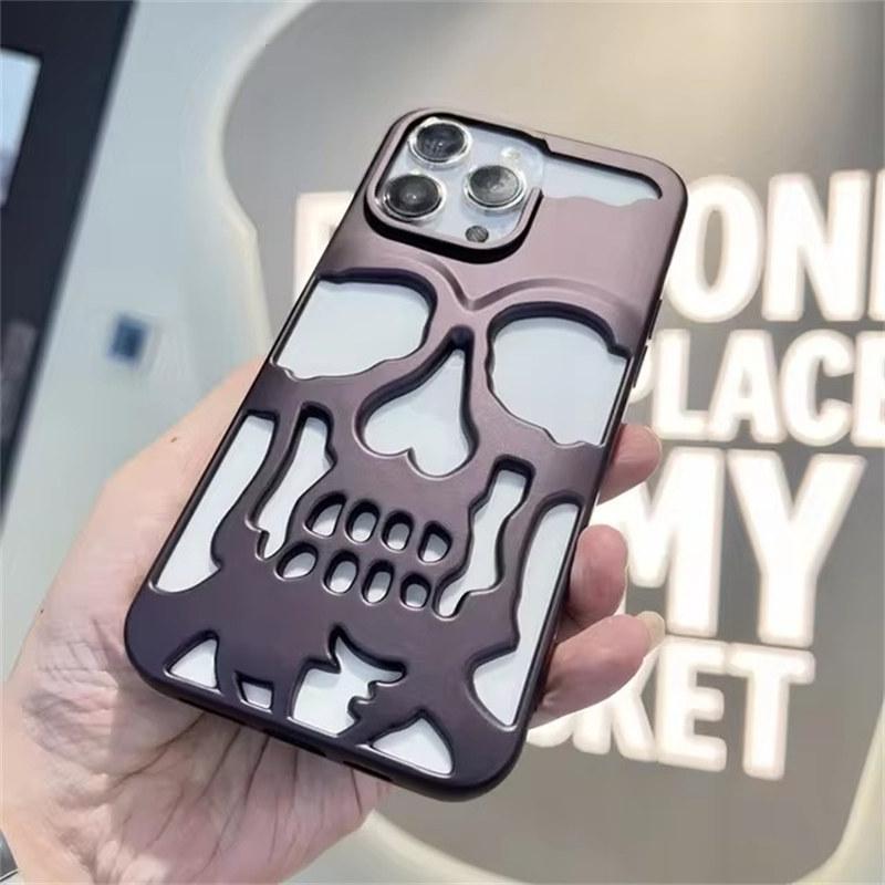 Etui na telefon 3D Skull Ghostface do iPhone'a 14 15 16 ProMax 11 12 13 Pro Max 16 Plus Samsung S24 S23 Ultra Fashion Hollow Heat Dissipation Plating Cover