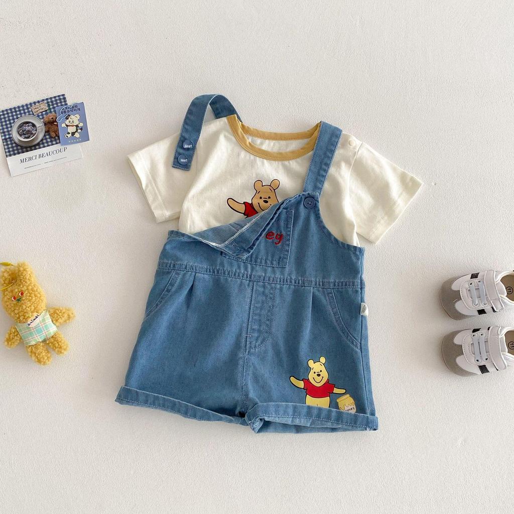 2025 New Summer Cartoon T-shirt for Boys 0-5 Years – Stylish Color Block Little Bear Top
