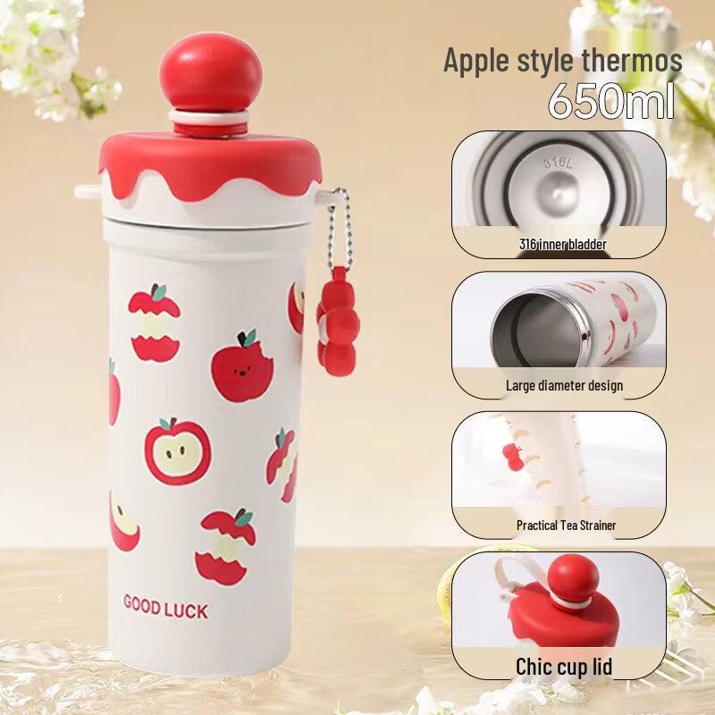 Cute Cartoon 316 Stainless Steel Straw Thermos Bottle