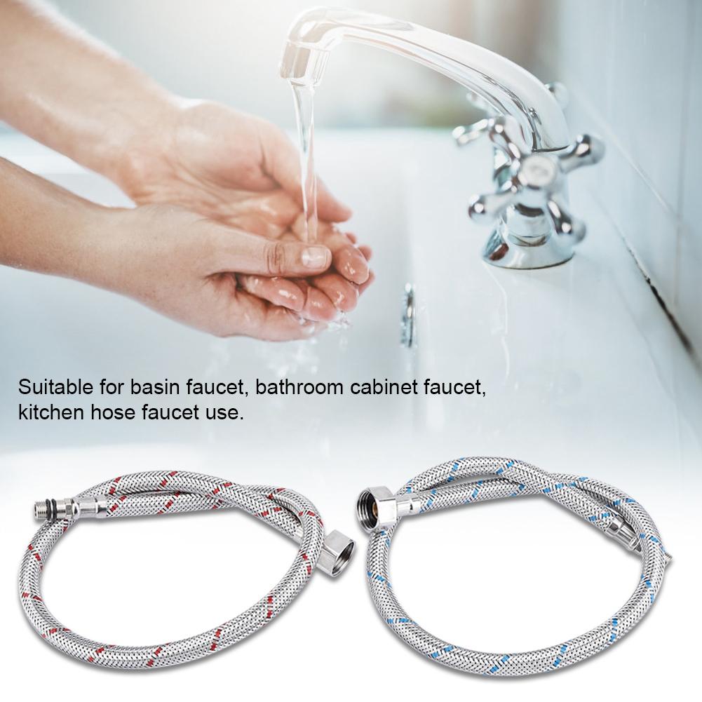 2Pcs Stainless Steel Faucet Connector Flexible Water Supply Line Hoses Hot Cold