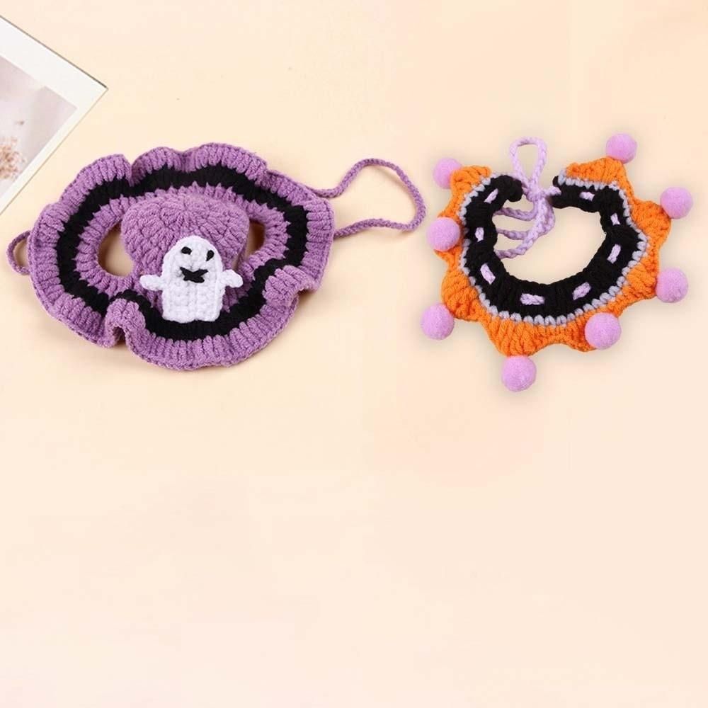 Kleidung Halloween Katze Kopfbedeckung Kürbis Katze Gewebter Hut Lätzchen Halloween Haustierkostüme Festival Party