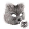 Plush, realistic, and adorable cat mask cos Catwoman mask set, including a small cat face mask and a tail prop