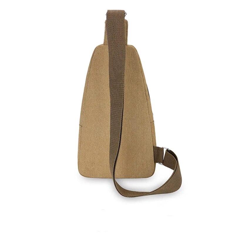 Rilibegan Men's Minimalist Canvas Chest Bag European and American Retro One Shoulder Crossbody Bag