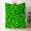 Pixelated Green Pattern Design Flannel Blanket for Bedroom, Living Room, Sofa, and Nap Sofas.