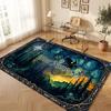 Mushroom Forest Theme Crystal Velvet Floor Rug Personalized Custom Name Text Warm Carpet Home Decoration