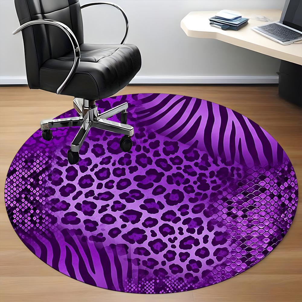 1pc Purple Animal Prints Office Round Rug, Non-slip, Soft and Durable Office Rug for Interior Decoration, Perfect for Office, Beautiful Decoration yy2