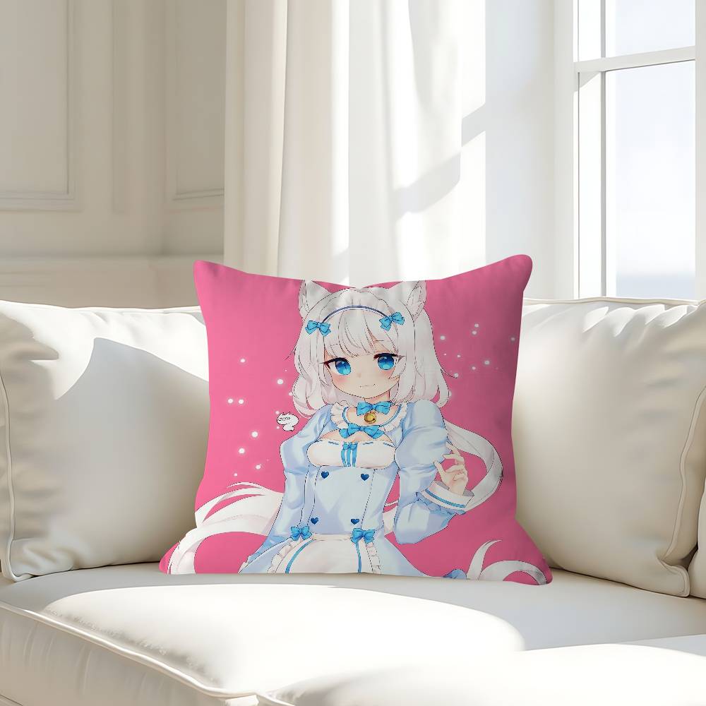 GAME-N-Nekopara-V-Vanilla Kissenbezug Abnehmbarer Waschbarer Kissenbezug – Ganzjahresweichleinen