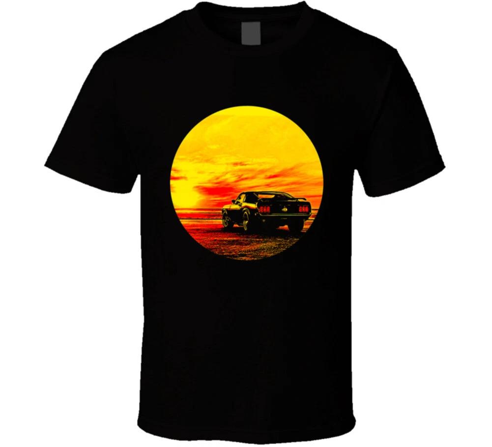 69 Mustang Mach 1 Sunset Beach Summer Scene Musclecar Gift T Shirt 2XL